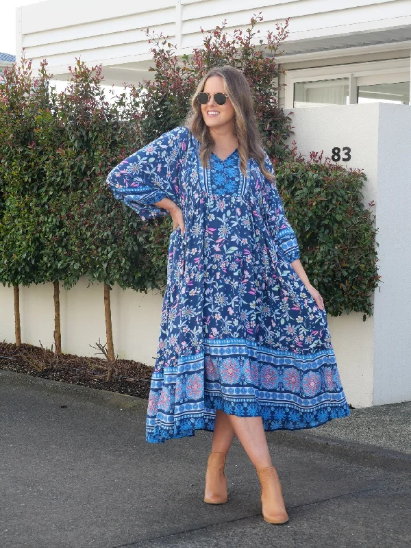 Boho Australia Gibbons Dress Navy Floral