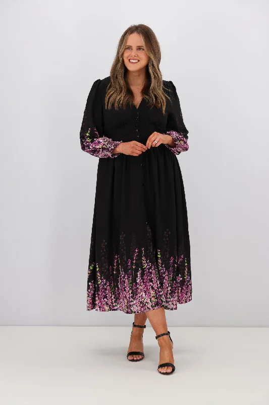 Boho Australia Lilac Melody Dress Lilac Black