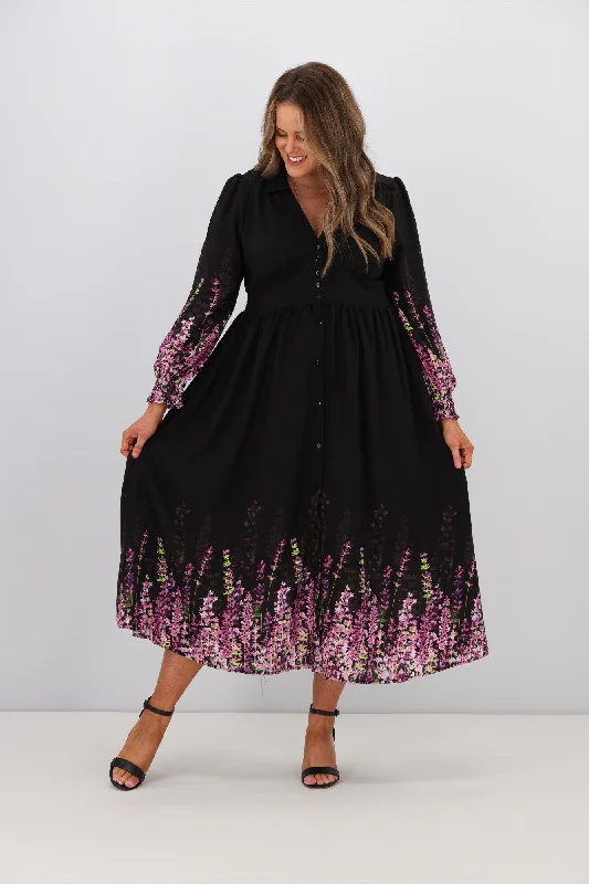 Boho Australia Lilac Melody Dress Lilac Black