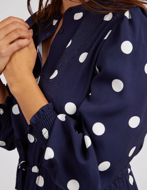 Elm Dotti Dress Navy Spot Print