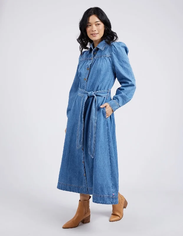 Elm Lucinda Denim Shirt Dress Mid Blue Wash