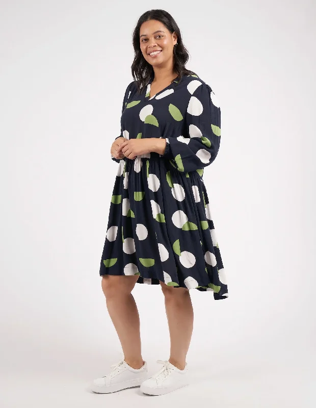 Elm Stormy Spot Dress Navy Spot