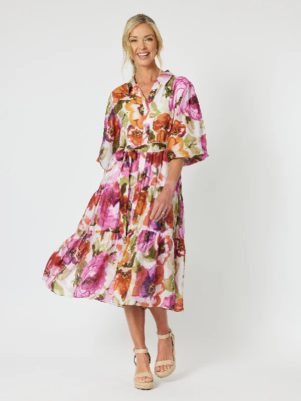 Gordon Smith Maui Floral Dress Berry