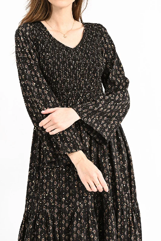 Molly Bracken Woven L/S Maxi Dress Black Jude