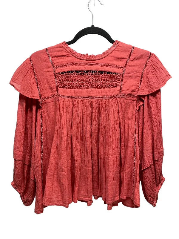 Top Long Sleeve By Free People In Coral, Size: S