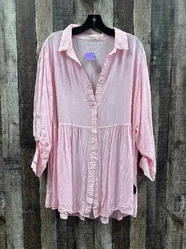 Tunic Long Sleeve By Solitaire In Pink, Size: 1x