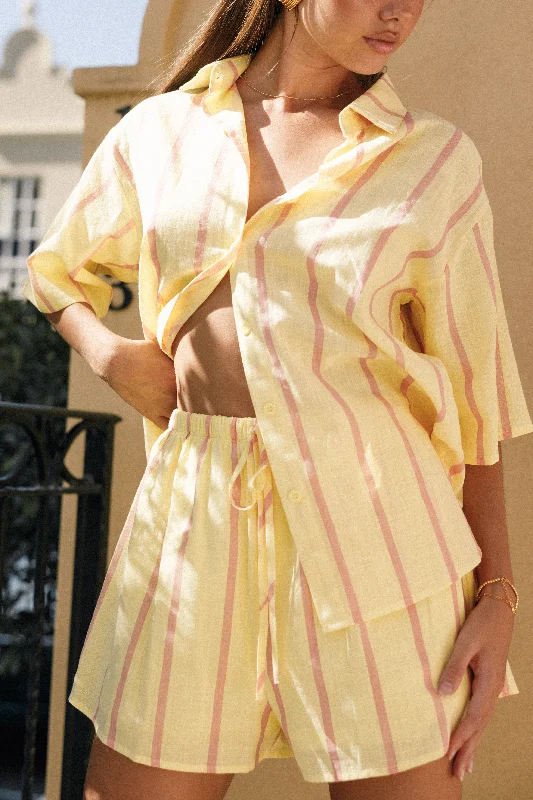 Costa Short Set - Yellow Pink Stripe