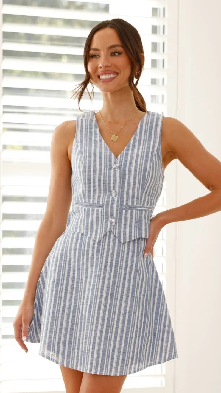 Evangeline Vest - Blue Stripe