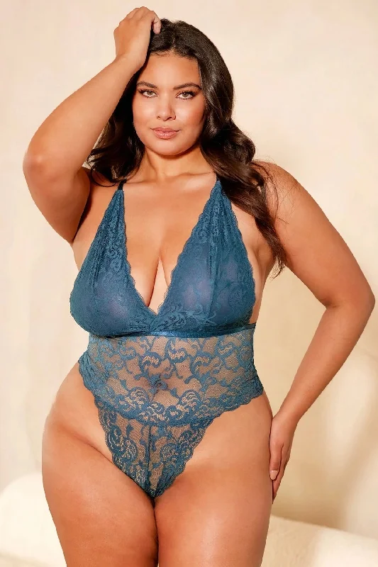 Plus size High Leg Galloon Lace Teddy Jeanna