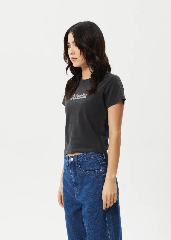 AFENDS Womens Nirvana - Baby Tee - Stone Black