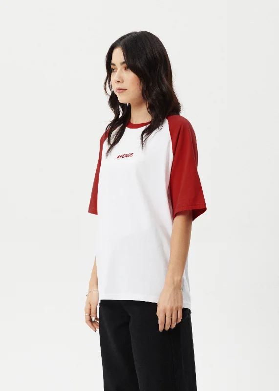 AFENDS Womens Ryan - Oversized Raglan Tee - Ketchup