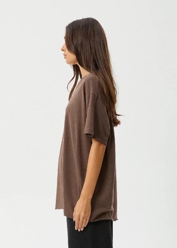 AFENDS Womens Slay - Oversized Tee - Coffee