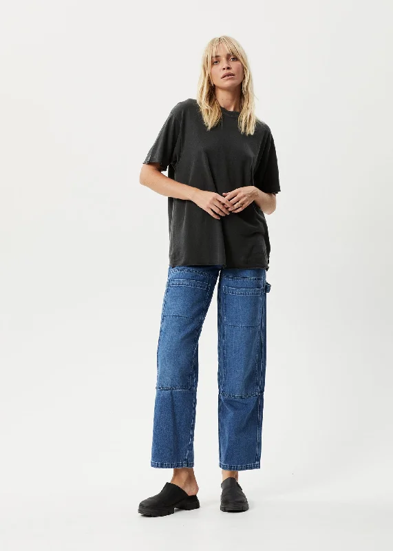 AFENDS Womens Slay - Oversized Tee - Stone Black