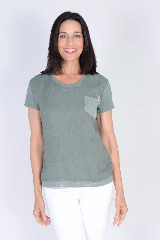 Organic Rags Double Star Tee with Pocket