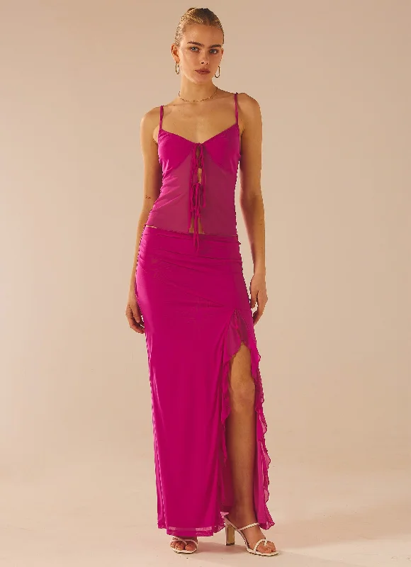 Bittersweet Mesh Maxi Skirt - Mulberry