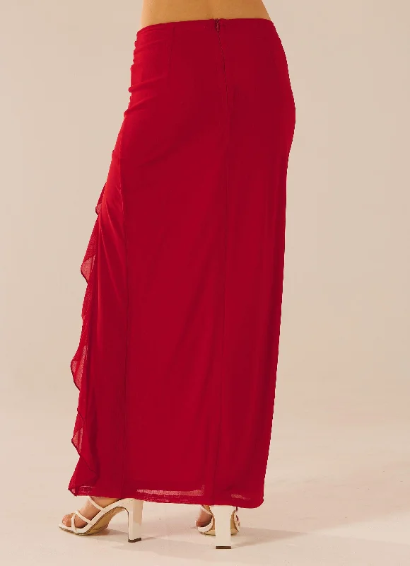 Bittersweet Mesh Maxi Skirt - Red Rose