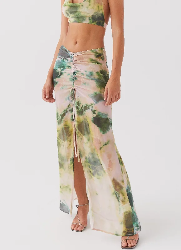 Zenta Ruched Maxi Skirt - Rainforest