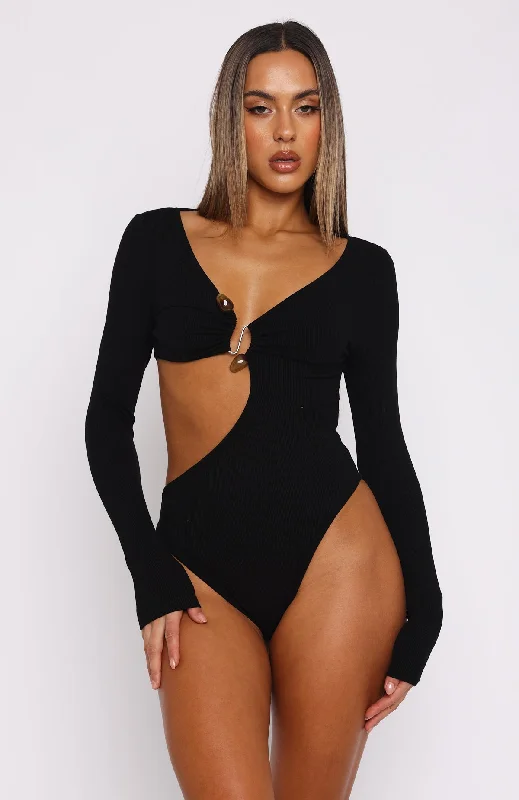 Baby Please Long Sleeve Bodysuit Black