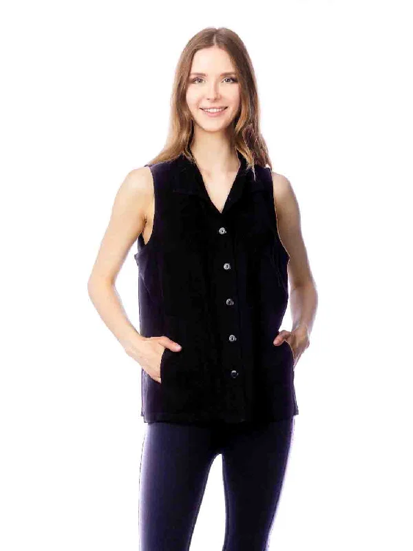 Tianello TENCEL™  Sleeveless ""Oxford"" Vest Jacket with Side Pockets