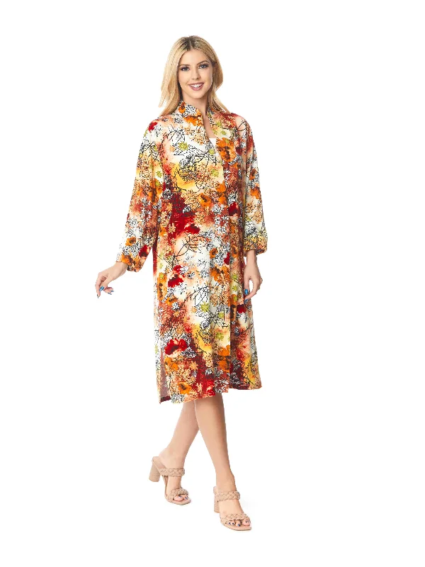 Tianello TENCEL™  print ""Autumn Twigs"" Long ""SELENA""  Duster Jacket