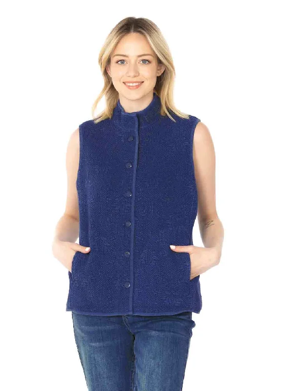 Tianello TENCEL™ ""Vine"" Cotton Jacquard Sleeveless ""Oxford"" Vest Jacket with Side Pockets