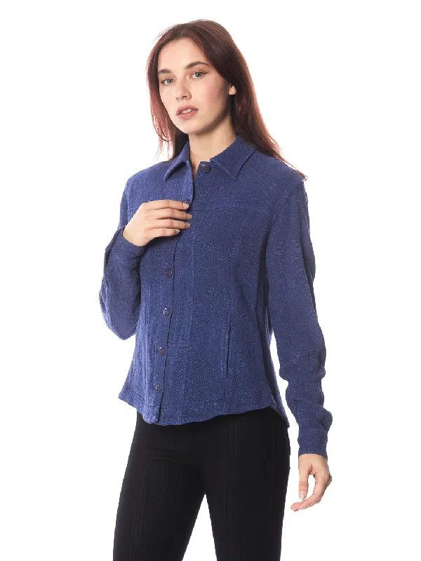 Tianello TENCEL™ ""Vine"" Cotton Jacquard L.S. ""Jean"" Jacket with Side Pockets