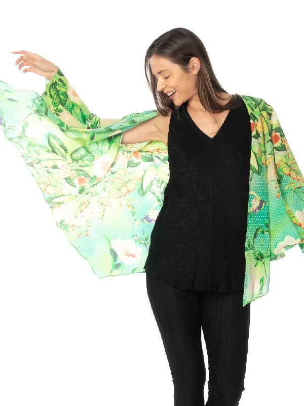 Tianello ""Tonga Island"" Print  Washable Silk ""Yuriko"" Kimono