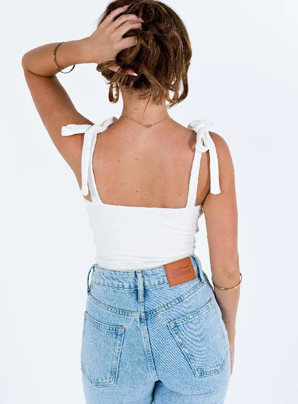 Clove Tie Up Bodysuit White Petite