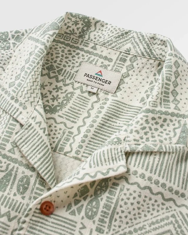 Cove Organic Cotton Short Sleeve Shirt - Vintage Patchwork Pistachio