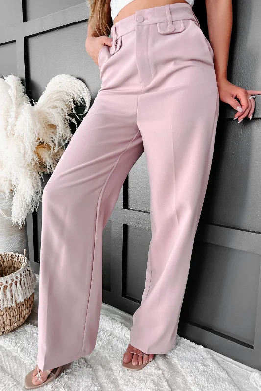 Crunching Numbers High Waisted Straight Leg Pants (Blush)