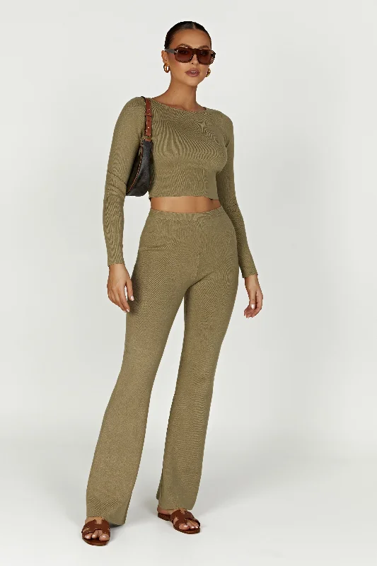 Haisley Long Sleeve Knit Top - Olive