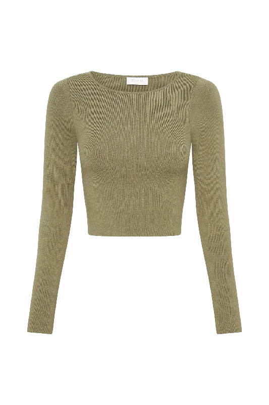 Haisley Long Sleeve Knit Top - Olive