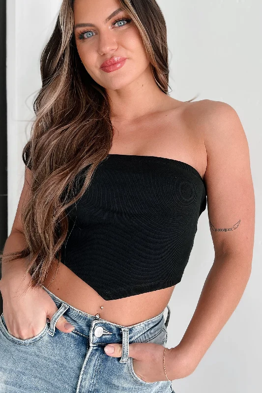 I Won't Compromise Ribbed Bandana Tube Top (Black)