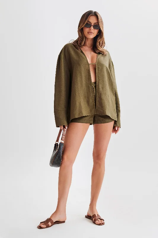 Jadri Linen Shorts - Khaki