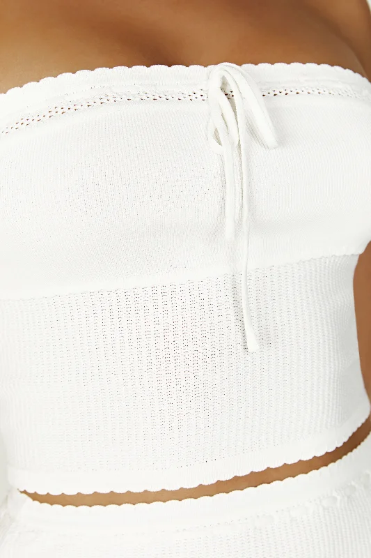 Kyra Waffle Knit Tube Top - White