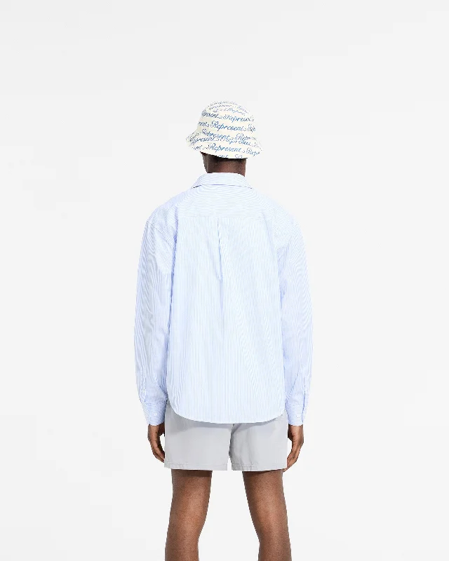 Long Sleeve Pinstripe Shirt - Baby Blue