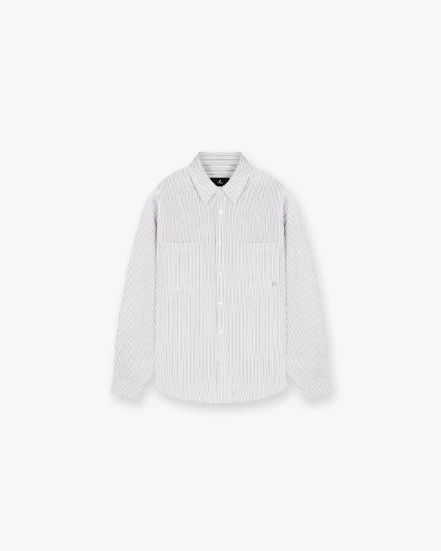 Long Sleeve Pinstripe Shirt - Grey