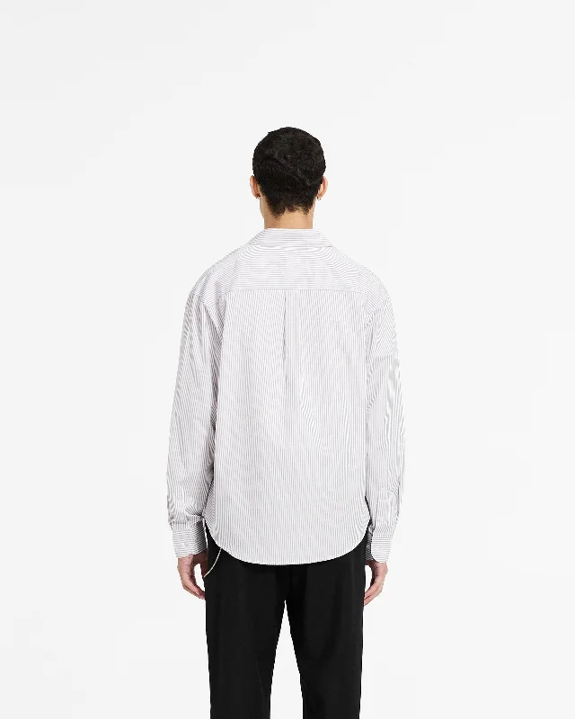 Long Sleeve Pinstripe Shirt - Grey