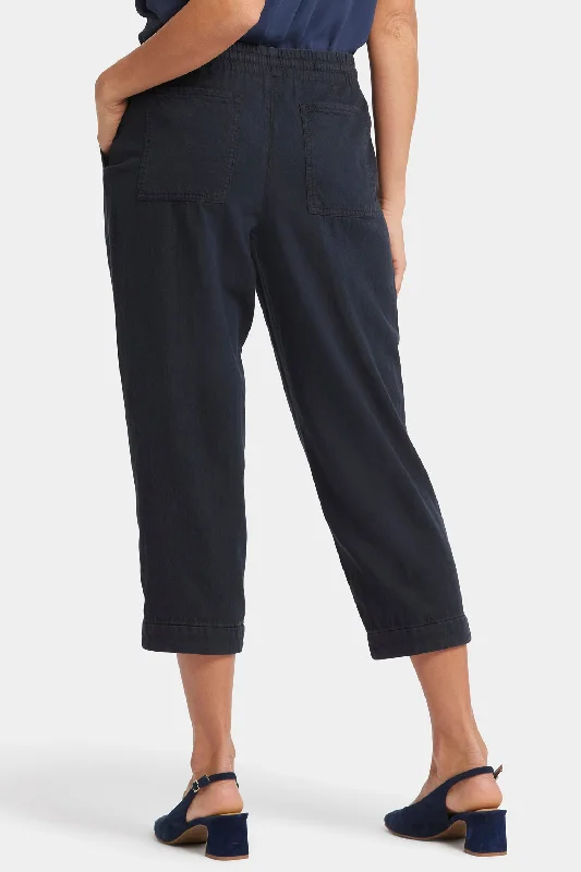 Relaxed Drawstring Cargo Pull-On Pants - Overdye Black