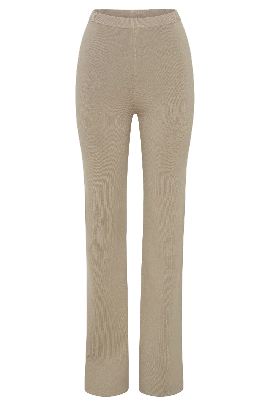 Rosetta Flare Knit Pants - Taupe