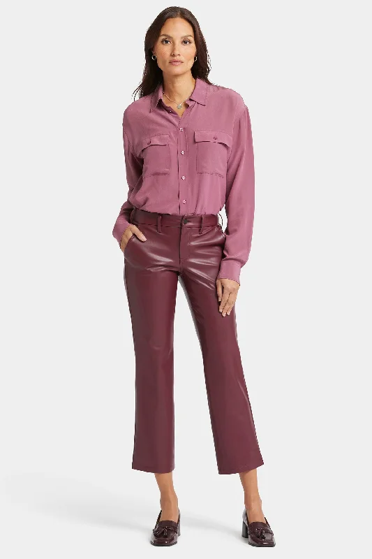 Faux Leather Straight Ankle Pants - Tavern