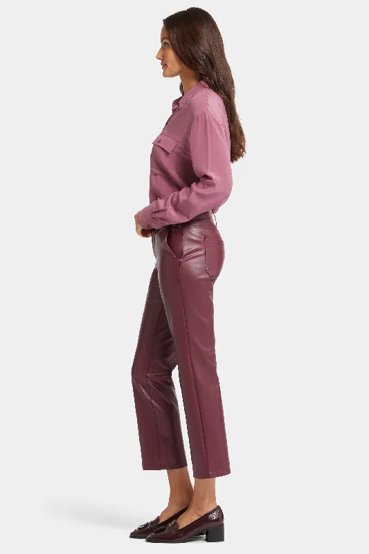 Faux Leather Straight Ankle Pants - Tavern