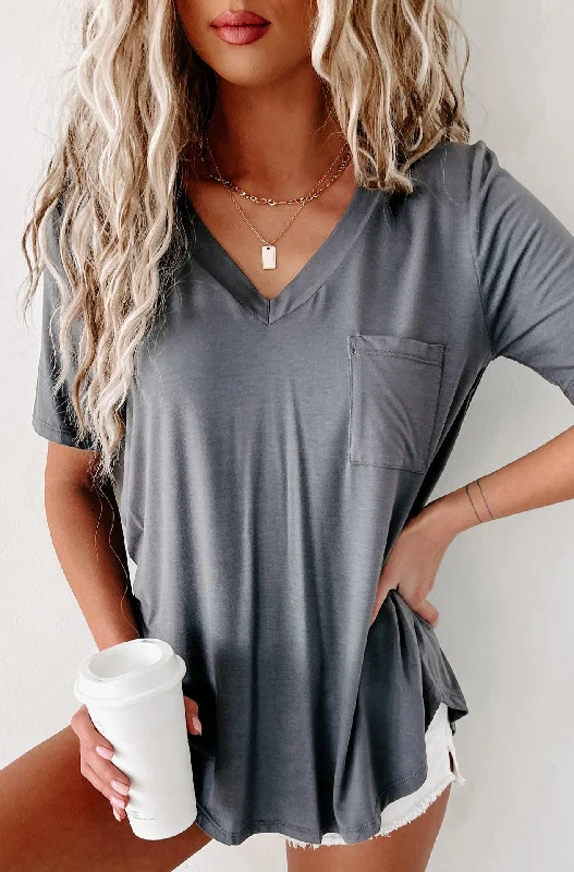 V-Neck Pocket Tee (Charcoal)