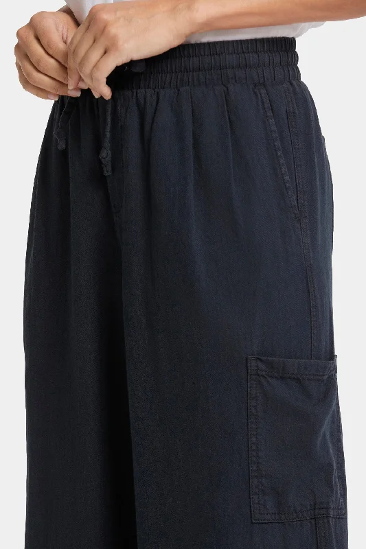 Whitney Crop Pull-On Cargo Pants  - Overdye Black