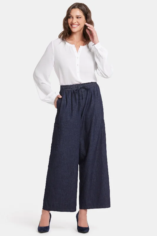 Whitney Pull-On Cargo Ankle Pants  - Bay Blue