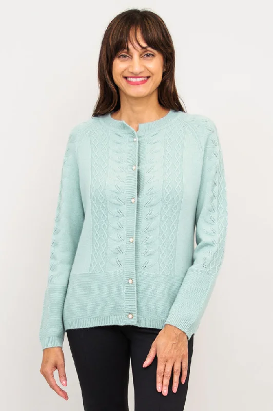 Persimmon Cardigan, Mint, Cashmere