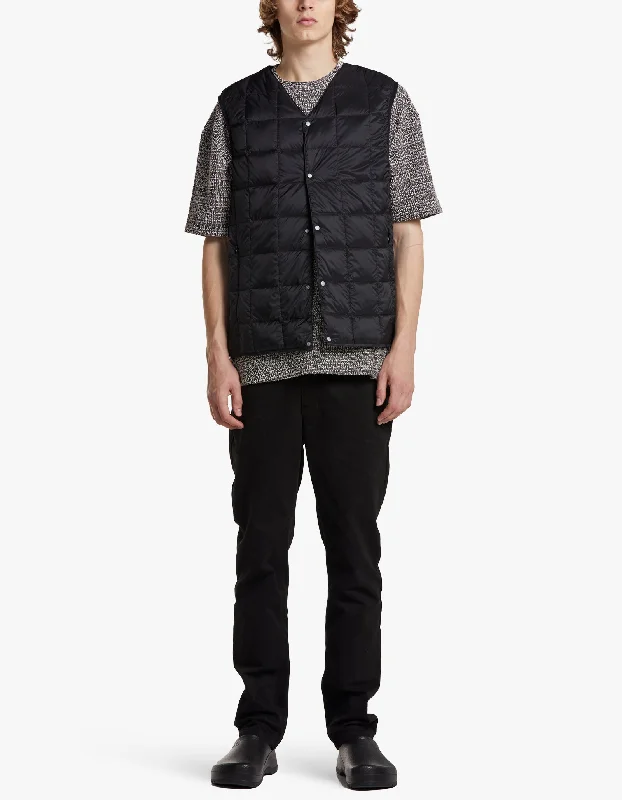 V Neck Button Down Vest - Black