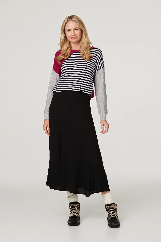 Striped Colour Block Knit Jumper