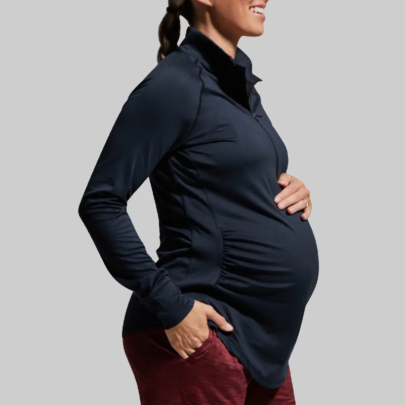 Maternity Zip Neck Athleisure Long Sleeve (Black)