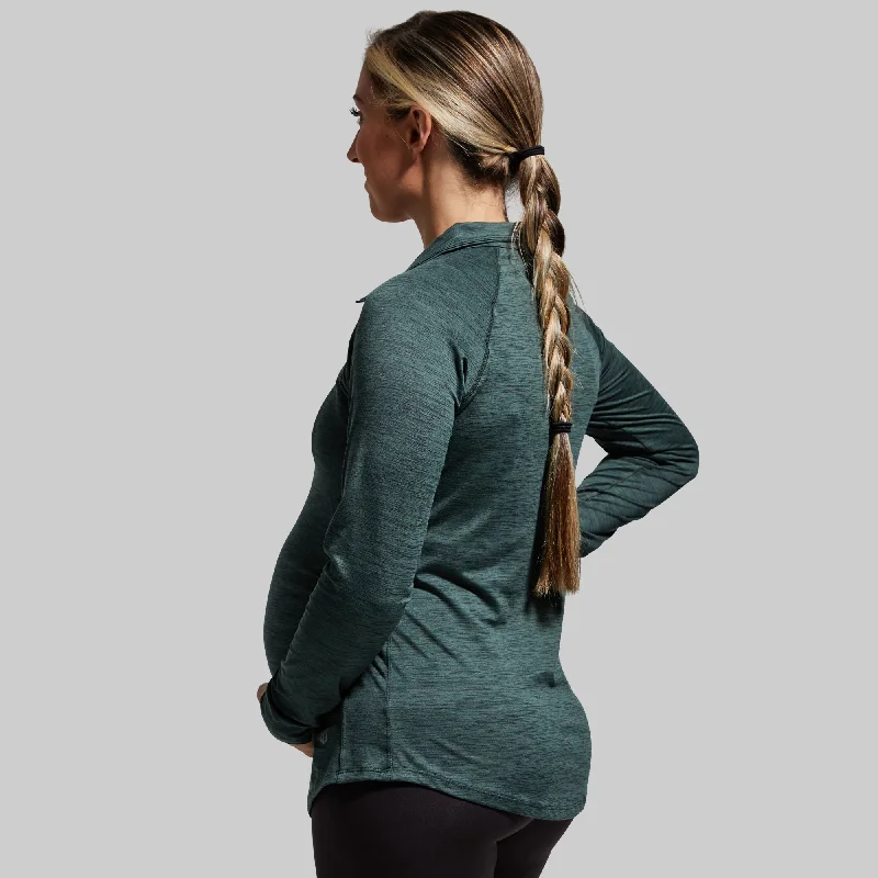 Maternity Zip Neck Athleisure Long Sleeve (Evergreen)